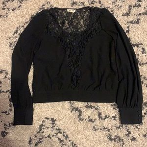 Black lace cropped blouse NWOT